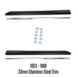 Beetle Running Board Kit - 1953-66 (33mm Thick Stainless Steel Trim) Top Quality