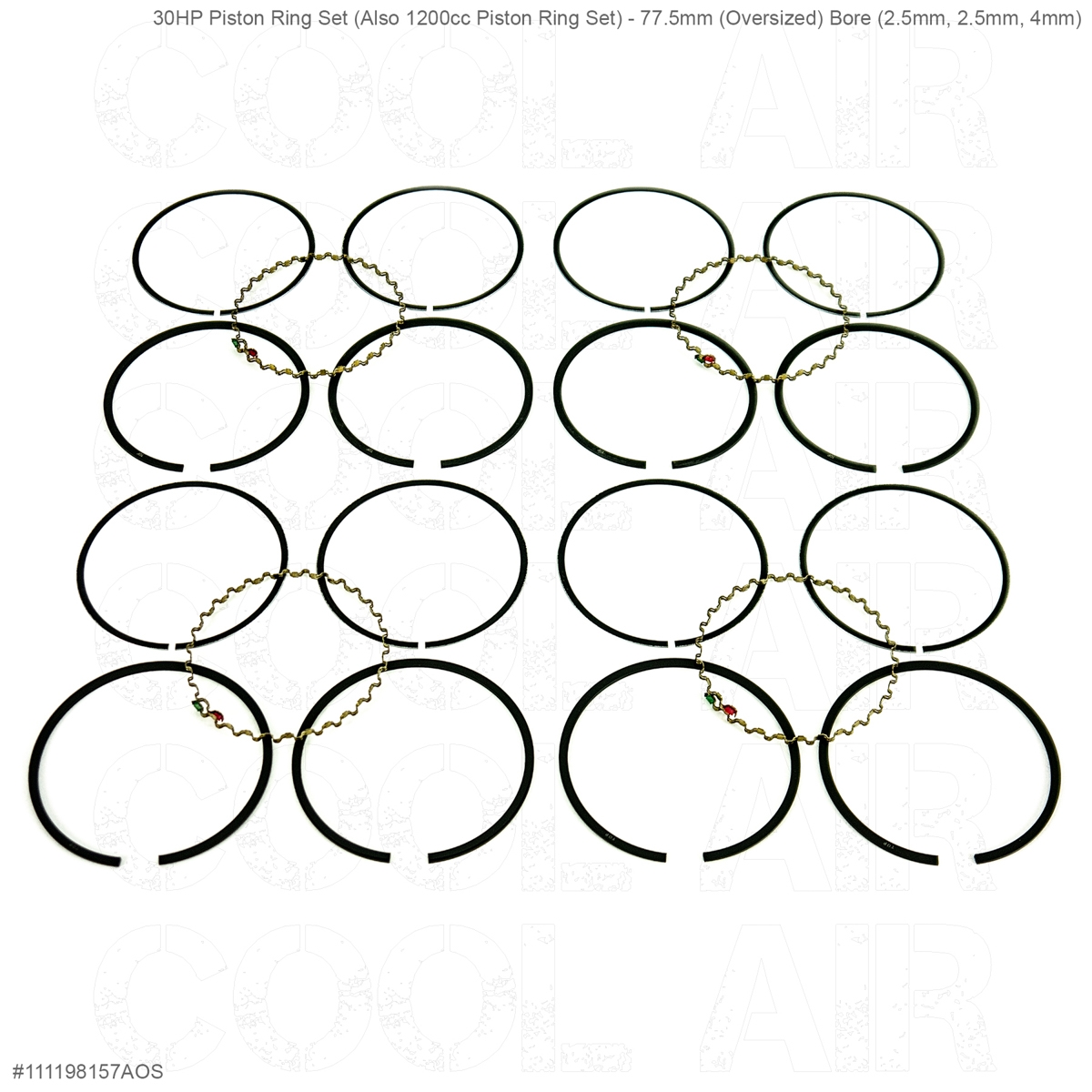 30HP Piston Ring Set (Also 1200cc Piston Ring Set) - 77.5mm (Oversized) Bore (2.5mm, 2.5mm, 4mm)