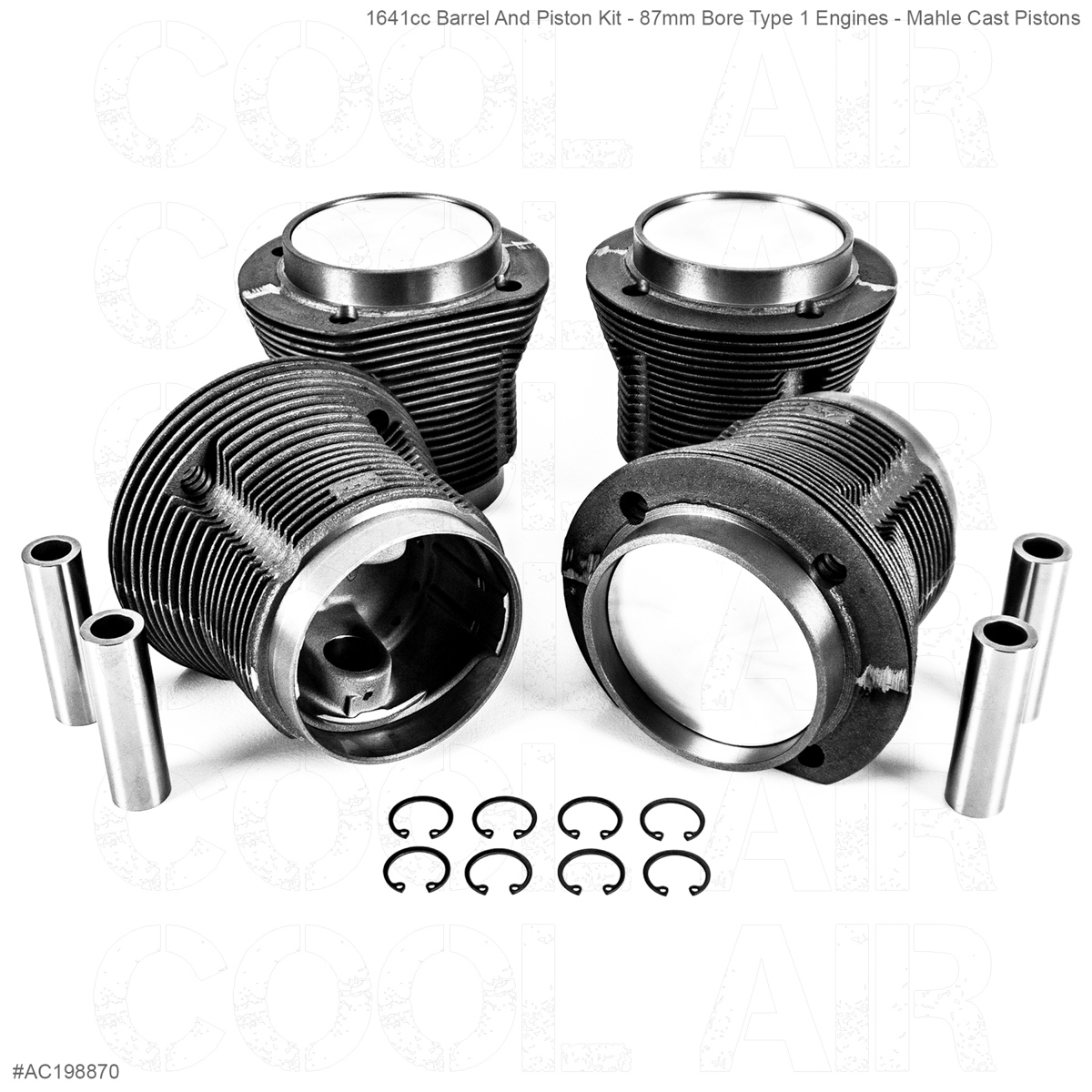 1641cc Barrel And Piston Kit - 87mm Bore Type 1 Engines - Mahle Cast Pistons