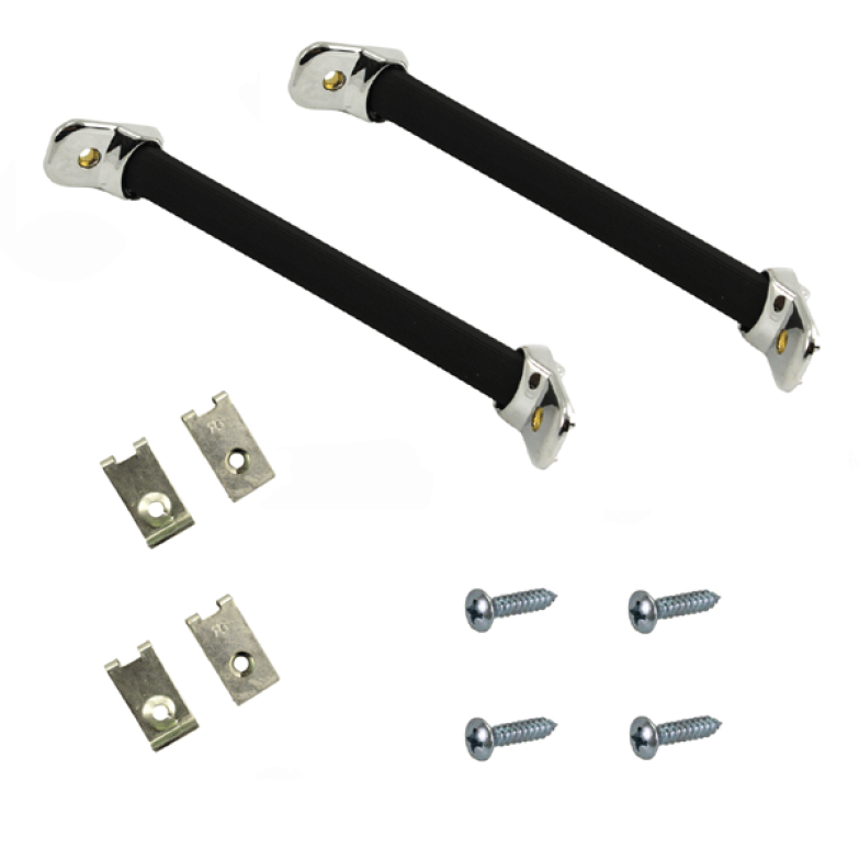 Baywindow Bus Cab Door Interior Door Pull Bundle Kit (Black With Chrome