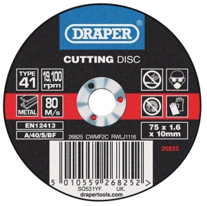 Draper Metal Cutting Disc 75mm X 1.6mm X 10mm