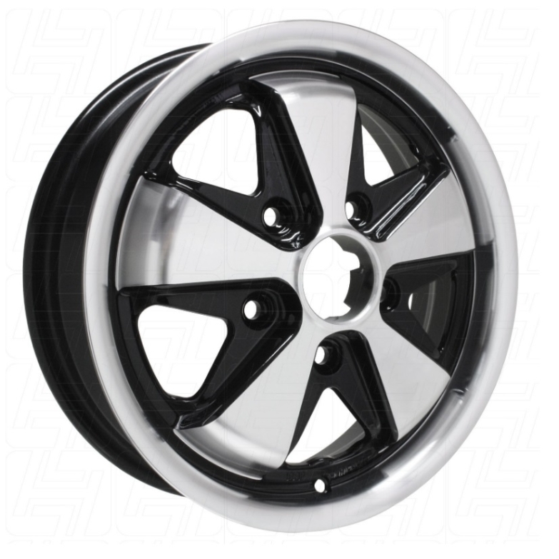 *NCA* TUV Approved 4.5 x 15 Black + Polished SSP Fook Alloy Wheel