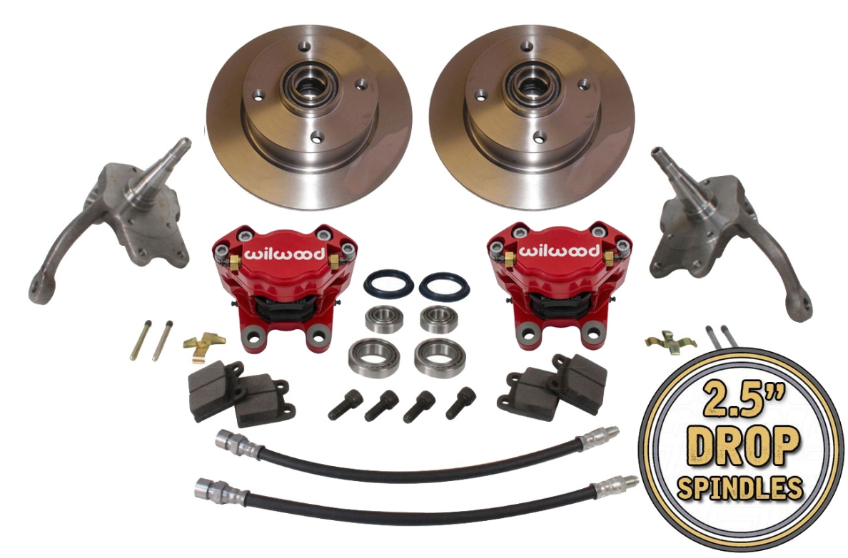 Beetle Front Disc Brake Conversion Kit 4x130 With Drop Spindles And Red