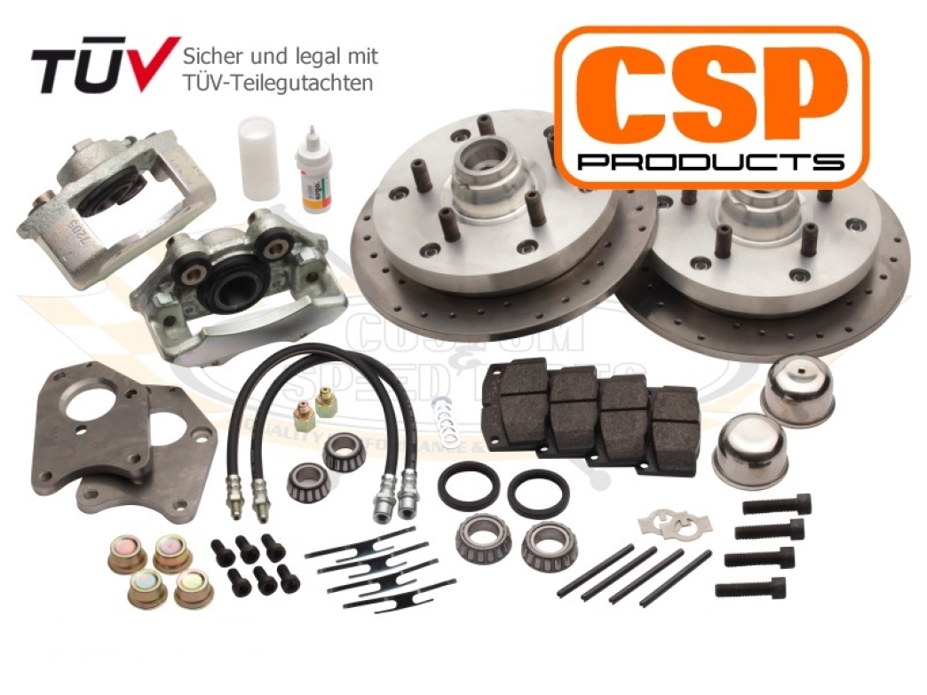 CSP Beetle Front Disc Brake Conversion For Drop Spindles (Cross Drilled